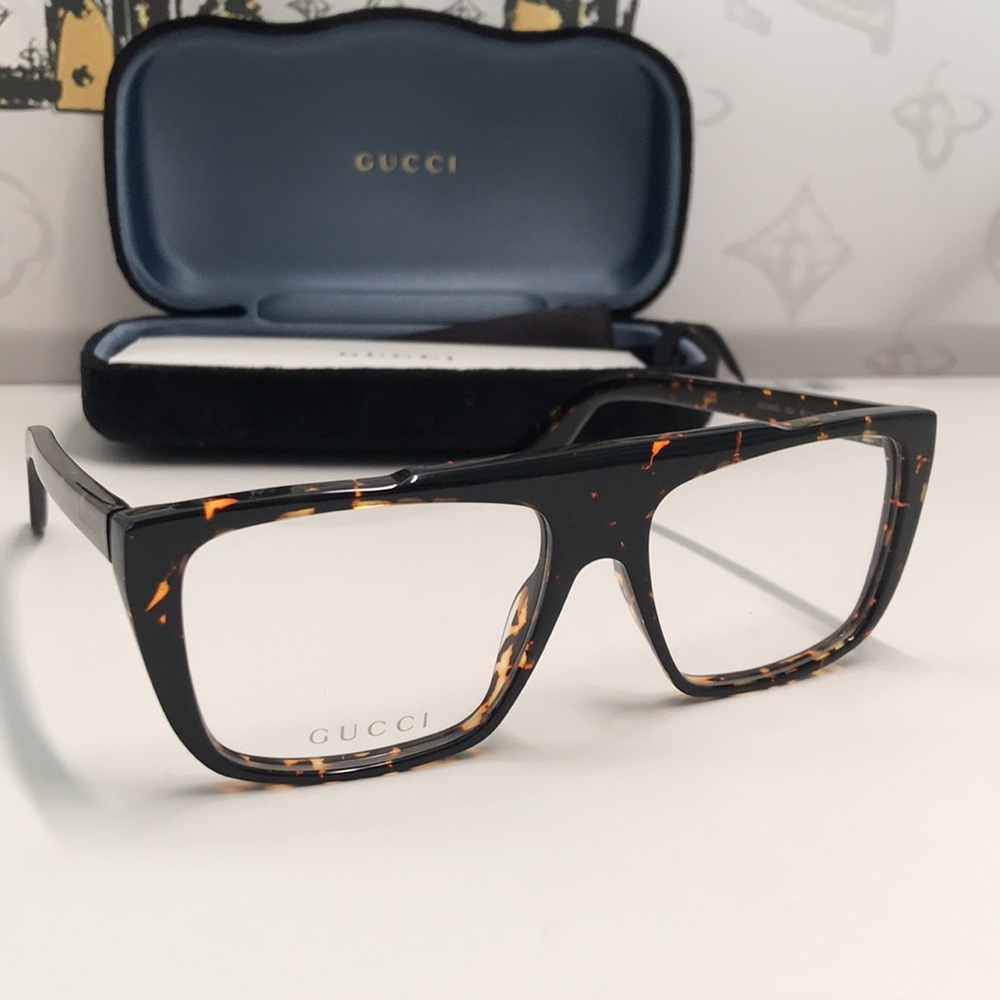 New Authentic Gucci Tortoiseshell Square Glasses GG1040o 002 - Picture 1 of 14